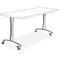 Safco Rumba Training Table T-leg Base with Casters - Metallic Gray T-shaped Base - 2 Legs - 25.25" Height x 5.25" Width