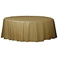 Amscan 77017 Solid Round Plastic Table Covers, 84", Gold, Pack Of 6 Covers