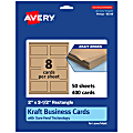 Avery® Printable Business Cards With Sure Feed® Technology, Print-To-The-Edge, 2"x3.5", Kraft Brown, Pack Of 400 1 thumbnail image
