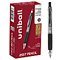 uni-ball® 207 Auto-Advancing Mechanical Pencils With Hexagonal Twist Eraser, 0.7 mm, Black Barrel, Pack Of 12 Pencils