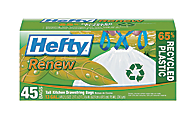 Hefty® Renew Tall Kitchen Drawstring Trash Bags, 13 Gallons, 44% Recycled, White, Box Of 45