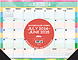 2024-2025 Willow Creek Press Academic Monthly Desk Pad Calendar, 17" x 22", Watercolor Stripe, July To June, 47576