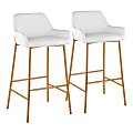 LumiSource Daniella Counter Stools, White/Gold, Set Of 2 Stools