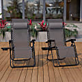 Flash Furniture Adjustable Folding Mesh Zero Gravity Reclining Lounge Chairs With Pillow And Tray, Gray/Black, Set Of 2 Chairs 1 thumbnail image