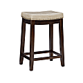 Linon Walker Backless Faux Leather Counter Stool, Dark Brown/Jute