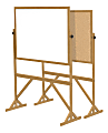 Ghent 2-Sided Cork Bulletin/Non-Magnetic Dry-Erase Whiteboard, 72 1/8" x 53 1/4", Wood Frame With Brown Finish