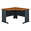 Bush Business Furniture Office Advantage Corner Desk 48"W, Natural Cherry/Slate, Premium Installation