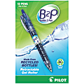 Pilot® "Bottle to Pen" B2P Retractable Gel Pens, Fine Point, 0.7 mm, 89% Recycled, Translucent Barrel, Blue Ink, Pack Of 12