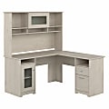 Bush Furniture Cabot 60"W L-Shaped Computer Desk With Hutch, Linen White Oak, Standard Delivery 1 thumbnail image