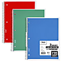 Mead® Wirebound Notebook, 8" x 11", 3 Subject, 120 Sheets, Assorted Colors
