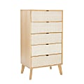Powell Carling 5-Drawer Cane Bedroom Chest, 52"H x 28"W x 18-1/2"D, Natural 1 thumbnail image