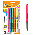 BIC Brite Liner Grip Highlighters, Pocket Style, Chisel Tip, Assorted Colors, Pack Of 5 1 thumbnail image