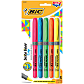 BIC Brite Liner Grip Highlighters, Pocket Style, Chisel Tip, Assorted Colors, Pack Of 5