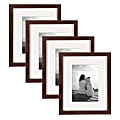 Uniek DesignOvation Gallery Photo Picture Frame Set, 9" x 11" With Mat, Walnut Brown, Set Of 4