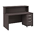 Bush Business Furniture Arrive 60"W Reception Desk with Shelf and Mobile File Cabinet, Storm Gray, Standard Delivery 1 thumbnail image