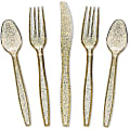 Juvale 96-Pack Gold Glitter Plastic Silverware Set - Disposable Party Cutlery Utensils, Includes 32 Spoons, 32 Forks, 32 Knives