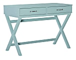 Linon Frances 42"W Home Office Computer Desk With Drawers, Turquoise 1 thumbnail image