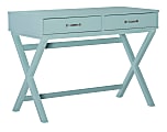 Linon Frances 42"W Home Office Computer Desk With Drawers, Turquoise