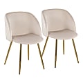 LumiSource Fran Dining Chairs, Pleated, Velvet, Gold/White, Set Of 2 Chairs 1 thumbnail image