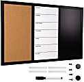 Excello Global Products Magnetic Dry-Erase Whiteboard/Chalk/Cork Combo Board, Aluminum, 15-1/2" x 23-1/2", Black Wood Frame 1 thumbnail image