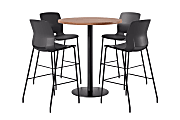 KFI Studios Proof Bistro Round Pedestal Table With Imme Barstools, 4 Barstools, 42", River Cherry/Black/Black Stools 1 thumbnail image