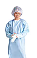 Medline Standard Polyethylene Thumb Loop Isolation Gowns, XL, Blue, Pack Of 15 1 thumbnail image