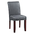 Office Star Parsons Faux Leather Dining Accent Chair, Antique Bronze/Pewter