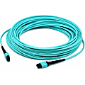 AddOn 20m MPO (Female) to MPO (Female) 12-strand Aqua OM4 Crossover Fiber OFNR (Riser-Rated) Patch Cable - 100% compatible and guaranteed to work in OM4 and OM3 applications