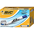 BIC® Great Erase Dry-Erase Markers, Chisel Point, White Barrel, Blue Ink, Pack Of 12 Markers
