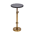 Kate and Laurel Engles Iron Round Drink Table, 30"H x 10"W x 10"D, Black Marble/Brass 1 thumbnail image