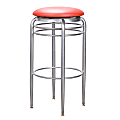 Linon Parton Backless Swivel Faux Leather Bar Stool, Red/Silver