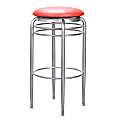Linon Parton Backless Swivel Faux Leather Bar Stool, Red/Silver 1 thumbnail image
