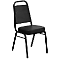 Flash Furniture HERCULES Series Trapezoidal-Back Stacking Banquet Chair With 2-1/2" Thick Seat, Black