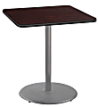 National Public Seating Square Café Table, Round Base, 42"H x 36"W x 36"D, Mahogany/Gray