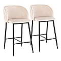 LumiSource Fran Pleated Fixed-Height Counter Stools, White/Black, Set Of 2 Stools