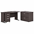 Bush® Business Furniture Studio A 60"W Computer Desk With Mobile And Lateral File Cabinets, Storm Gray, Premium Installation