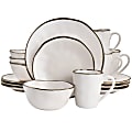 Elama Modern Stoneware Dinnerware Set, Matte White/Gold, Set Of 16 Pieces 1 thumbnail image