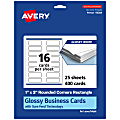 Avery® Printable Rounded Corner Mini Business Cards With Sure Feed® Technology, Print-To-The-Edge, 1"x3", Glossy White, Pack Of 400 1 thumbnail image