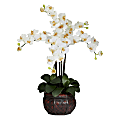 Nearly Natural 31"H Silk Phalaenopsis Arrangement With Decorative Pot, Cream