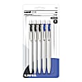 Uni-Ball® One Retractable Gel Pens, Medium Point, 0.7 mm, White Barrel, Blue/Black Ink, Pack Of 5 Pens