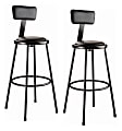 National Public Seating® 6400 Series Padded Stools With Backrests, Black, Pack Of 2 Stools