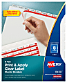 Avery® Print & Apply Clear Label Translucent Plastic Dividers with Index Maker® Easy Apply™ Printable Label Strip, 8 Frosted Clear Tabs