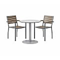 KFI Studios Eveleen 3-Piece Outdoor Patio Set, 33-13/16”H x 36”W x 36”D, Silver/Mocha Chairs, Gray/Silver Table 1 thumbnail image