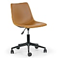 Glamour Home Adan Ergonomic Faux Leather Mid-Back Adjustable Height Swivel Office Task Chair, Brown
