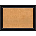 Amanti Art Rectangular Non-Magnetic Cork Bulletin Board, Natural, 42” x 30”, Grand Black Plastic Frame