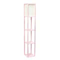 Simple Designs Floor Lamp With Etagere Organizer, 62-3/4"H, White Shade/Pink Base