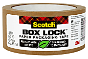 Scotch® Box Lock Paper Packaging Tape, 1.88" x 25 Yd., Pack Of 8 Rolls