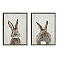 Uniek Kate And Laurel Sylvie Framed Canvas Wall Art Prints, 18" x 24", Bunny Portrait And Tail, Set Of 2