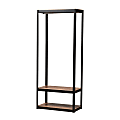 Baxton Studio Elton 3-Shelf Free-Standing Closet Storage Organizer, 76-13/16”H x 31-1/2”W x 15-13/16”D, Black/Brown