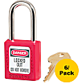 Master Lock Danger Red Safety Padlock - 0.25" Shackle Diameter - Red - 6 / Pack